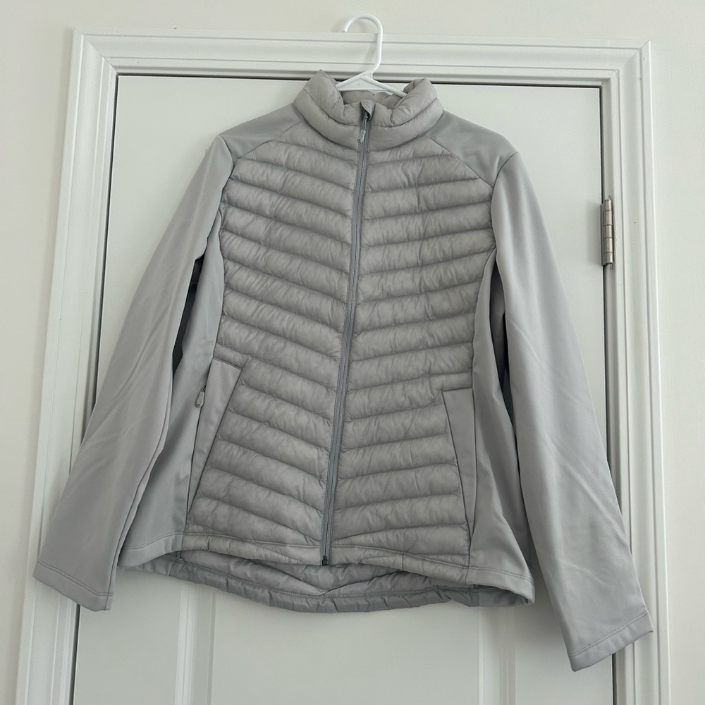 32 Degrees Gray Puffer Jacket with Chevron Quilting